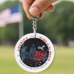 US 250 America Home of the Brave | Monuments Key Ring<br><div class="desc">Celebrate the American Semiquincentennial with this premium double-sided 2" acrylic keychain. The front features a stunning nighttime commemorative seal with the U.S. Capitol, Statue of Liberty, and a soaring eagle. The back carries the powerful message: "Honoring 250 Years of Liberty & Freedom" set against a patriotic waving flag. A durable...</div>