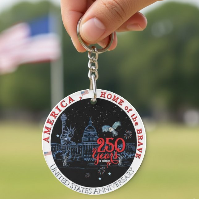 US 250 America Home of the Brave | Monuments Key Ring (US 250 America Home of the Brave  Monuments Keychain)