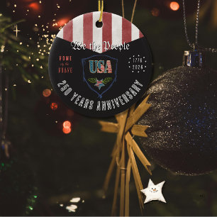 US 250 Home of the Brave Eagle Ceramic Ornament