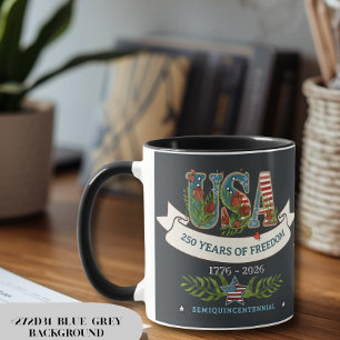 US 250 Years of Freedom Custom Background Colour Mug