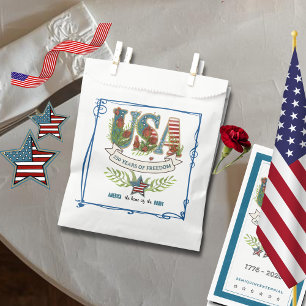 US 250 Years of Freedom Elegant Blue Border  Favour Bag