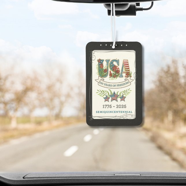 US 250 Years of Freedom Midnight Black Botanical  Car Air Freshener (US 250 Years of Freedom Midnight Blue Botanical Air Freshener)