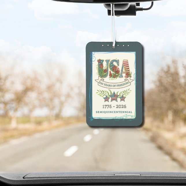US 250 Years of Freedom Midnight Blue Botanical  Car Air Freshener (US 250 Years of Freedom Midnight Blue Botanical Air Freshener)