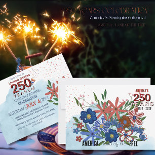 US 250 Years of Liberty Floral Anniversary Invitation