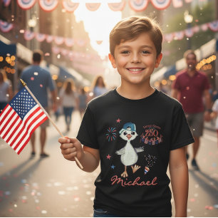 US 250th Birtday Kids Patriotic Silly Goose Boy's  T-Shirt