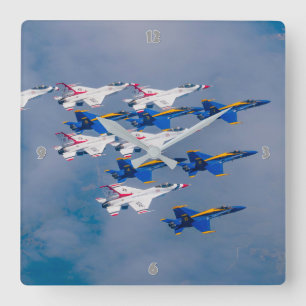 US AIR DEMONSTRATION TEAMS SQUARE WALL CLOCK