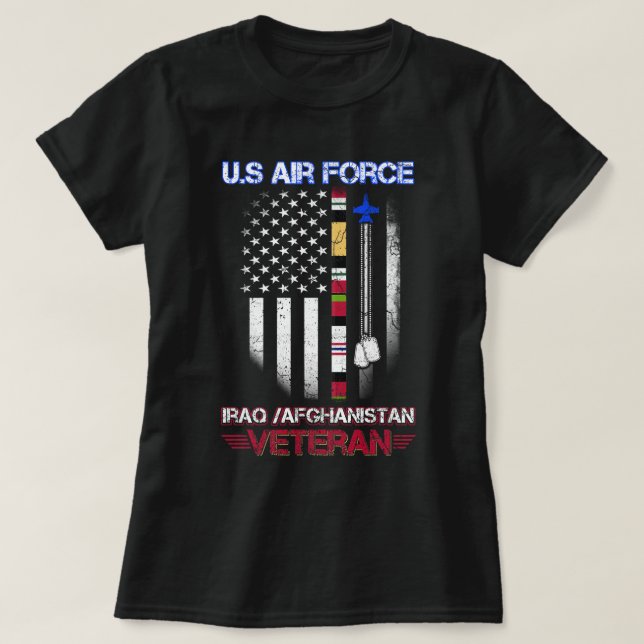 US Air Force Iraq Afghanistan USAF Veteran, USA Fl T-Shirt (Design Front)