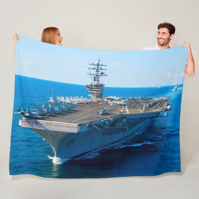US AIRCRAFT CARRIER - CVN 69 FLEECE BLANKET (In Situ)