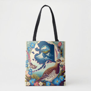 US Alaska's State Bird and Flower Design Tote Bag