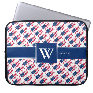 US AMERICA Christian Scripture Monogram laptop Sleeve