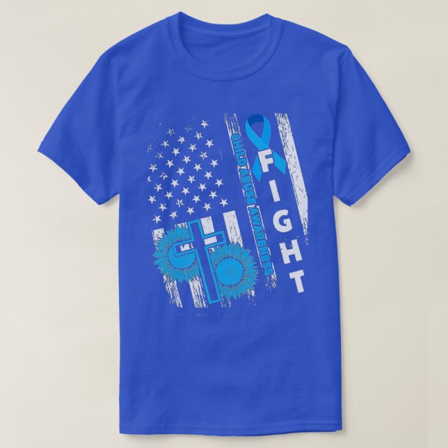 US America Flag Child Abuse Prevention Month April T-Shirt (Design Front)