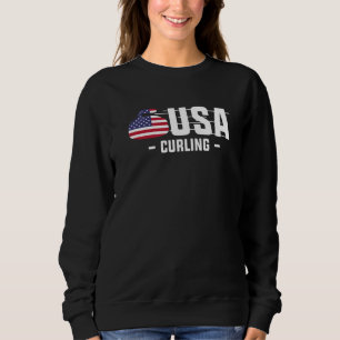 Us America Flag Curling Team Curl 3 Sweatshirt