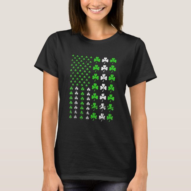 US America Flag Shamrock Clover St Patricks Day Pa T-Shirt (Front)