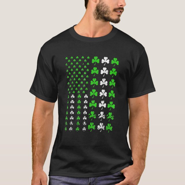 US America Flag Shamrock Clover St Patricks Day Pa T-Shirt (Front)