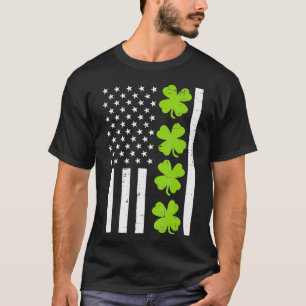 US America Flag Shamrock Clover St Patricks Day T-Shirt