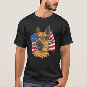 Us America German Shepherd American Flag Usa 4th O T-Shirt