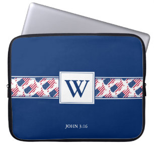 US AMERICA Monogram Christian Bible Laptop Laptop Sleeve