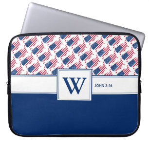 US AMERICA Monogram Christian Scripture Laptop Sleeve