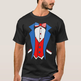 US American Flag and Patriotic tuxedo costume T-Shirt