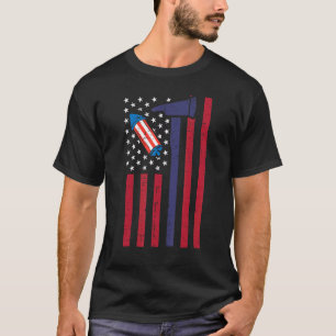 Us American Flag Axe 4th Of July Patriot Firefight T-Shirt