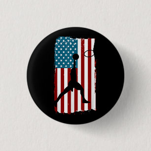 US American Flag Basketball Patriotic Athlete Prin 3 Cm Round Badge