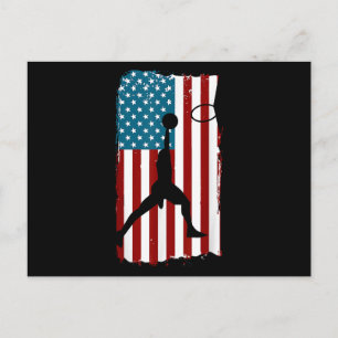 US American Flag Basketball Patriotic Athlete Prin Holiday Postcard