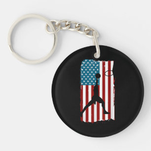 US American Flag Basketball Patriotic Athlete Prin Key Ring