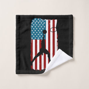 US American Flag Basketball Patriotic Athlete Prin Wash Cloth