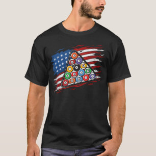 Us American Flag Billiards Rack Snooker Pool Play T-Shirt