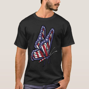 US American Flag Butterfly Memorial Day 4th July O T-Shirt