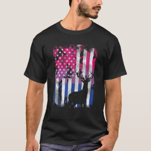 US American Flag Camo Deer Hunting Bisexual Bi T-Shirt