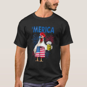 US American Flag Chicken 4th Of July Rooster Drink T-Shirt