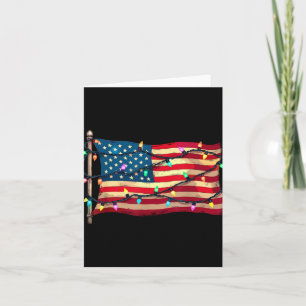 Us American Flag Christmas Lights Xmas Party Santa Card