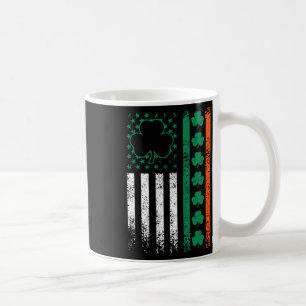 Us American Flag Clovers St Patricks Irish Shamroc Coffee Mug