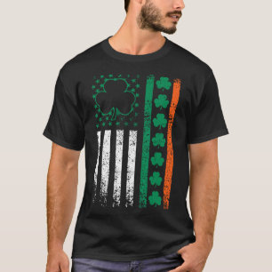 Us American Flag Clovers St Patricks Irish Shamroc T-Shirt
