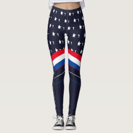 US American Flag Custom Name Patriotic Athletic Leggings