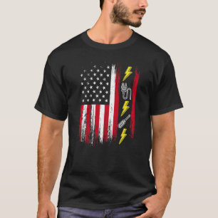 US American Flag Electricity Electrician Lineman T-Shirt