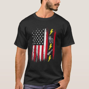 US American Flag Electricity Electrician Lineman T-Shirt