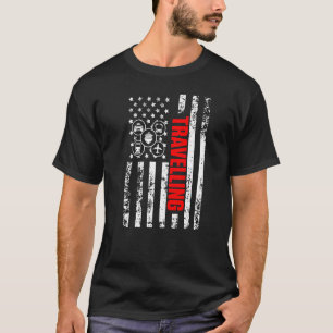 US American Flag Explore whole World Patriotic Tra T-Shirt