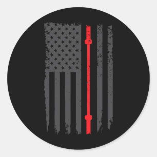Us American Flag Fitness Gym Barbell Powerlifting  Classic Round Sticker
