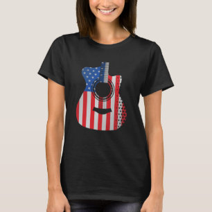 US American Flag Guitar Musician Distressed T-Shirt