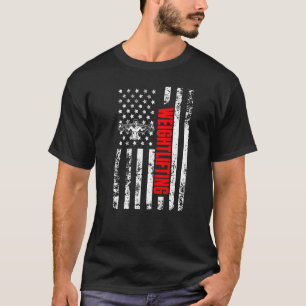 US American Flag Gym Sports Patriotic Weightliftin T-Shirt