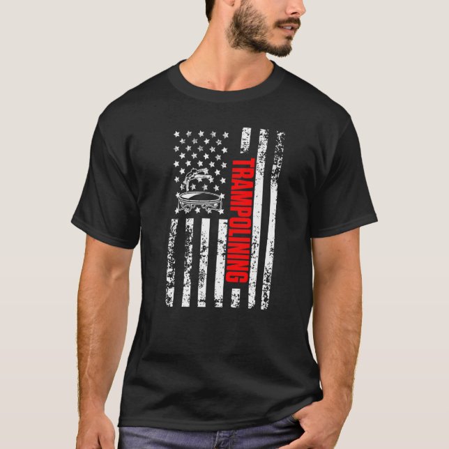 US American Flag Gymnastics Sports Patriotic Tramp T-Shirt (Front)
