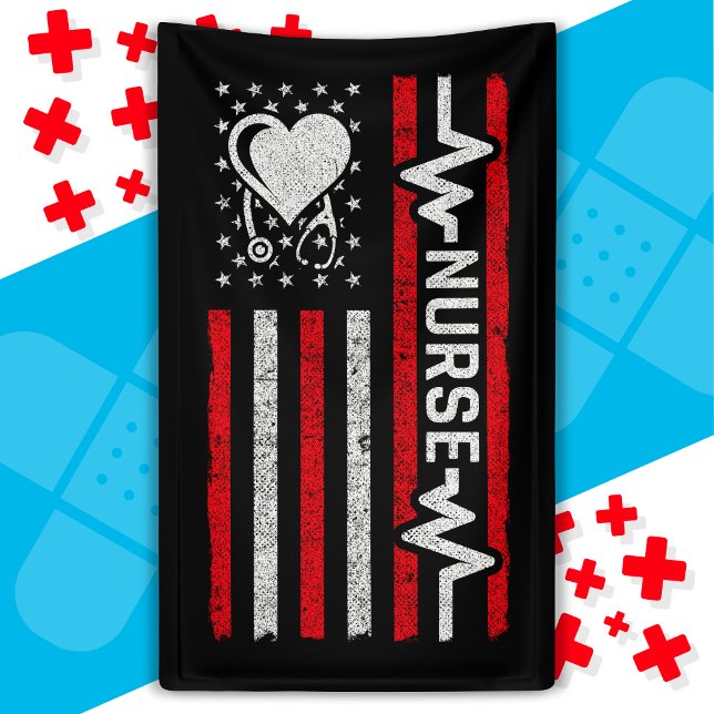 US American Flag Hero Heart Nurse Appreciation Banner (Creator Uploaded)