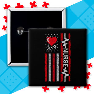 US American Flag Hero Life Nurse Appreciation 15 Cm Square Badge