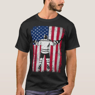 US American Flag Ice Hockey Boys Player Fan Gift T-Shirt