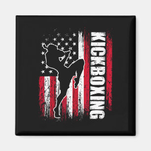 Us American Flag Kickboxing Fighter Kickboxer Mart Magnet