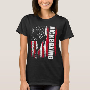 Us American Flag Kickboxing Fighter Kickboxer Mart T-Shirt