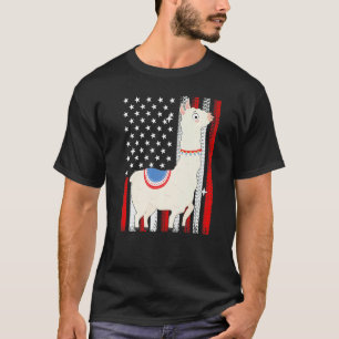 Us American Flag Llama Alpaca  4th Of July Patriot T-Shirt