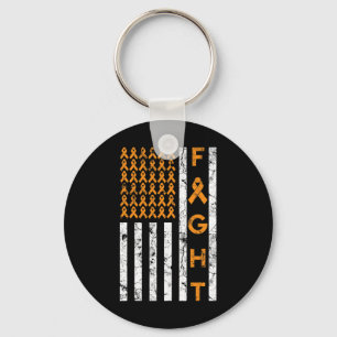 Us American Flag Orange Ribbon Leukaemia Awareness Key Ring